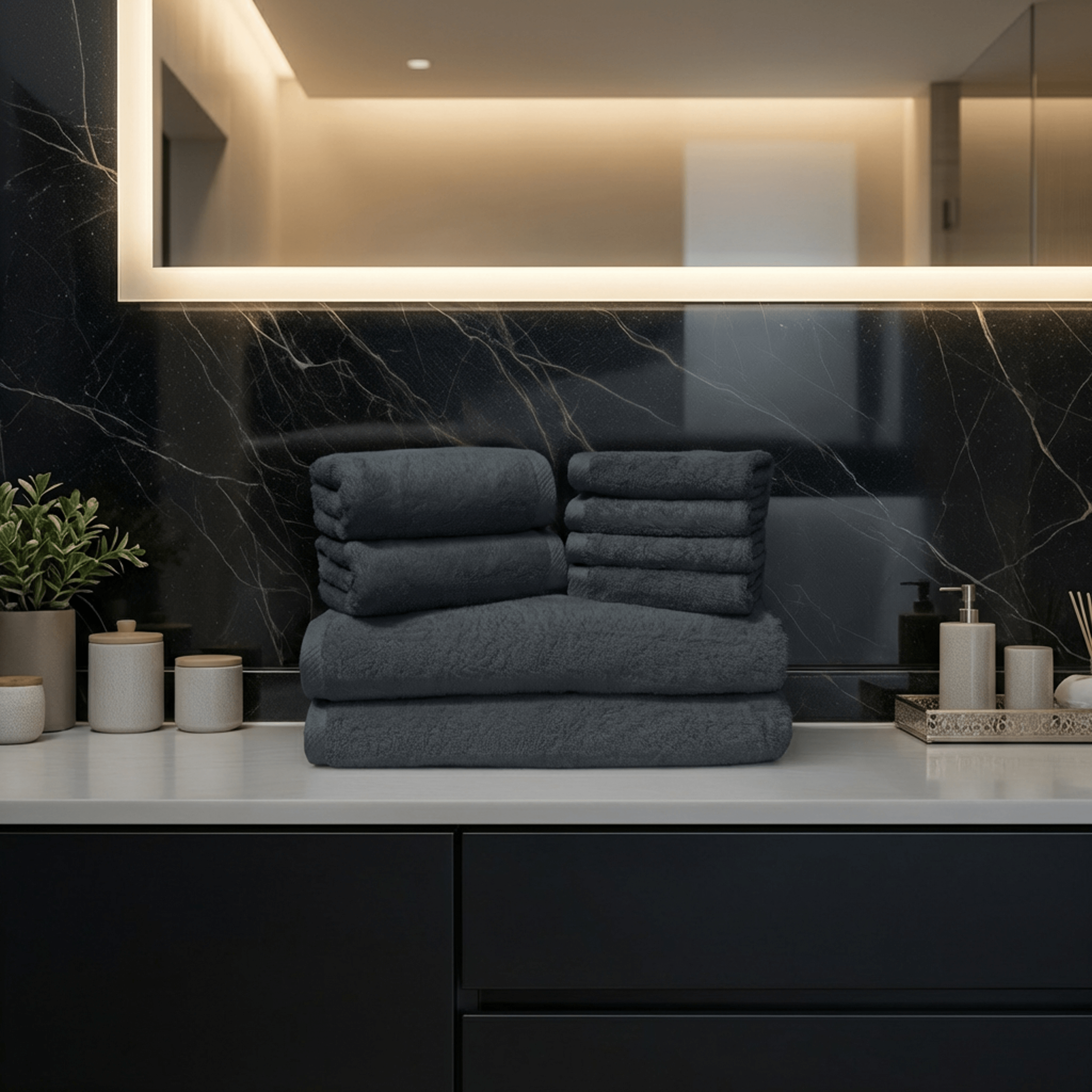 Westlinen 8-piece towel set in dark grey